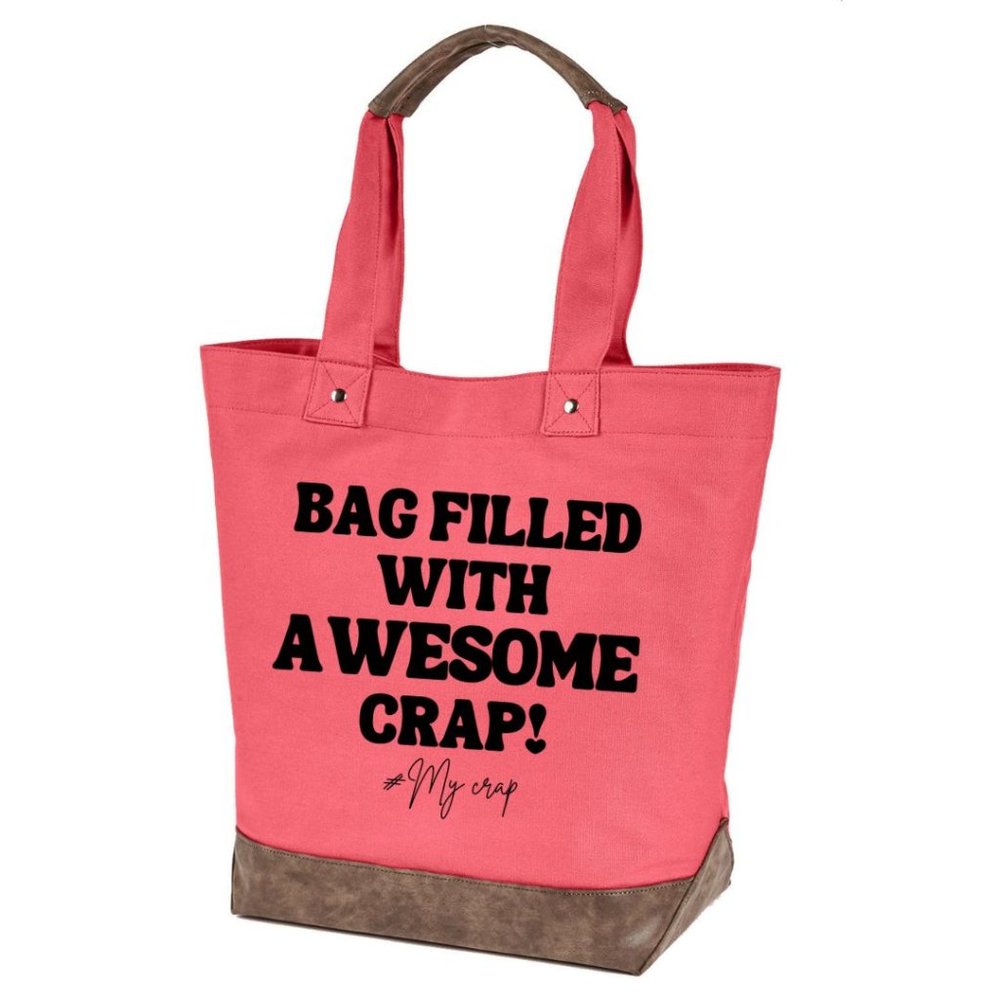 Bag filled with awesome crap- quality canvas tote bag by Authentic pigment